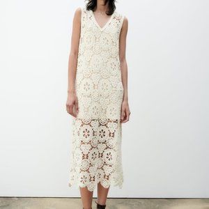NWT ZARA MACRAMÉ KNIT DRESS  WHITE - REF. 2893/031 S, M